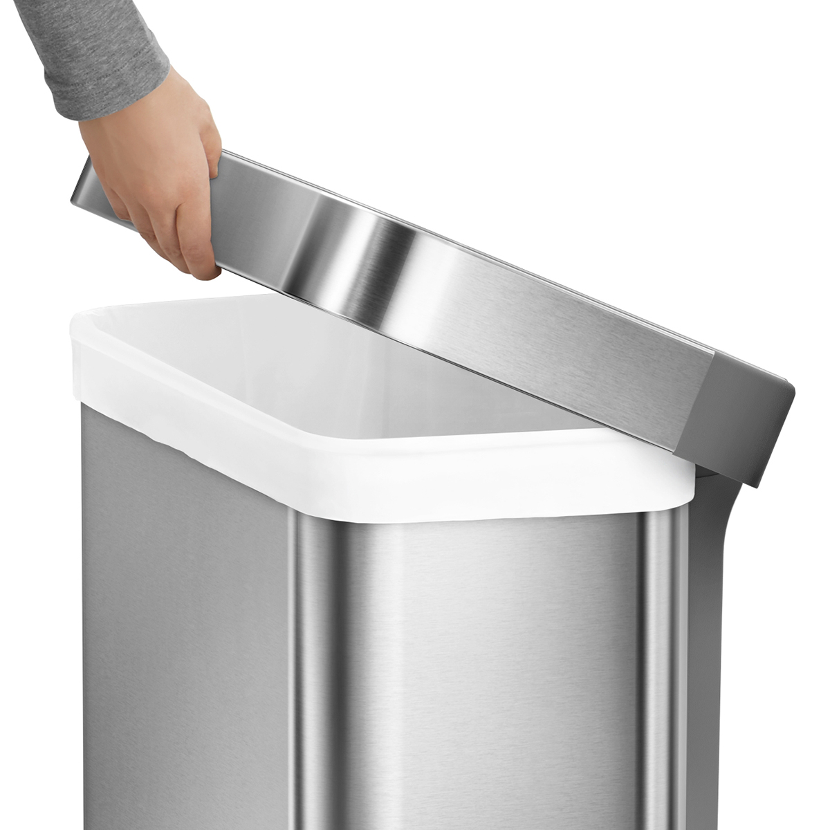 simplehuman Stainless Steel 145 gal Rectangular Trash Can with Liner Pocket