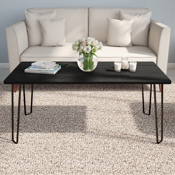 Coffee Table with Hairpin Legs by Lavish Home (Black)