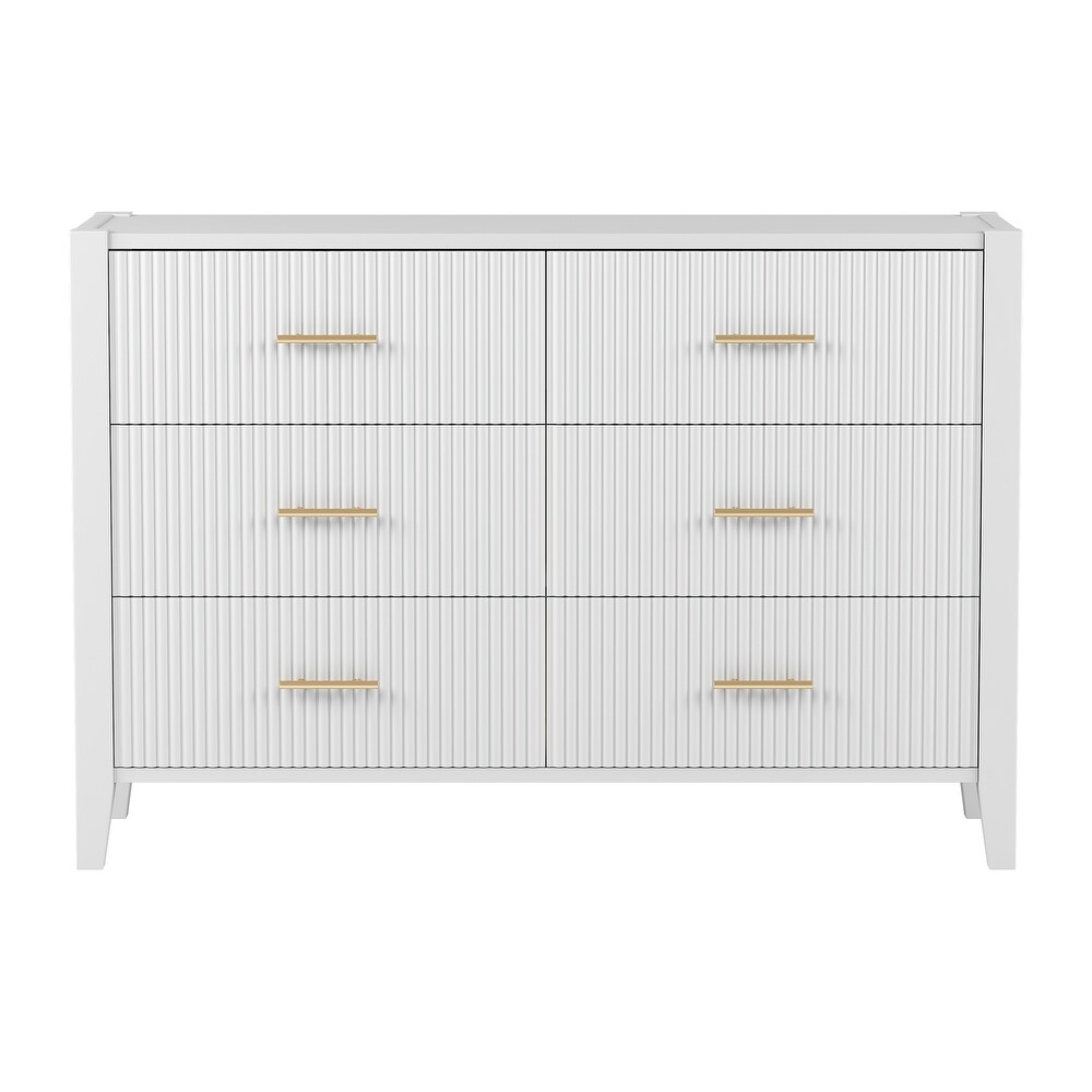 6 Drawer Dresser with Metal Handle for Bedroom