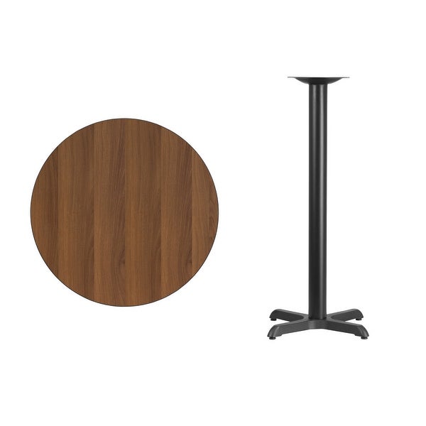 30'' Round Laminate Table Top with 22'' x 22'' Bar Height Table Base