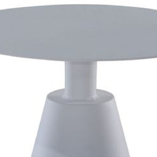 22 Inch Outdoor， Aluminum Side Table with Cone Shaped Base， White