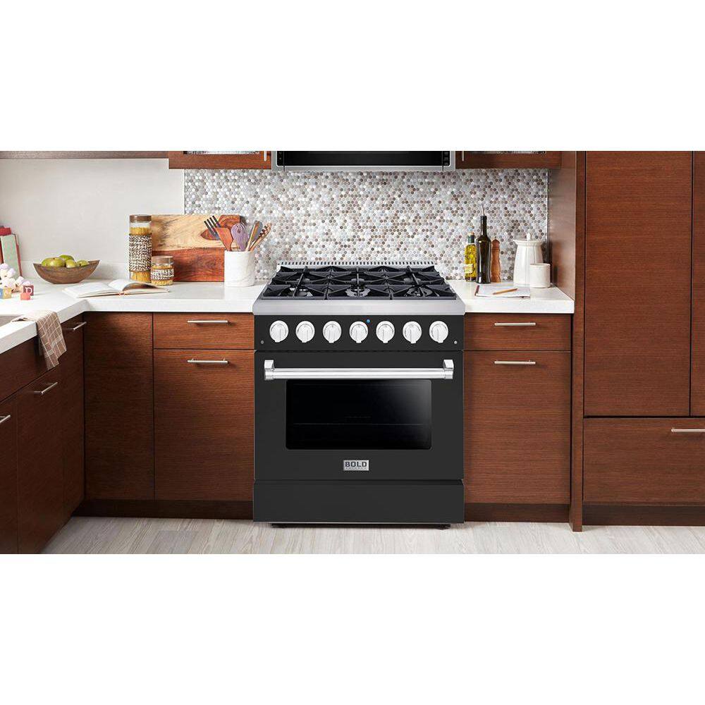 Hallman BOLD 36 in. 5.2 cu. ft. 6 Burner Freestanding All Gas Range with Gas Stove and Gas Oven in. Grey Family HBRG36CMMG-LP