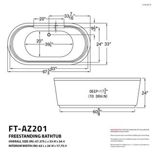 ANZZI Sofi 67.375 in. Acrylic Flatbottom Whirlpool and Air Bath Tub in White FT-AZ201