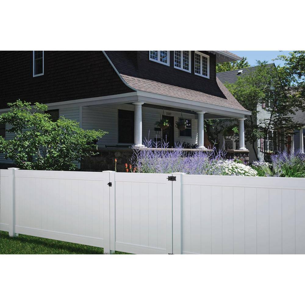 Veranda Pro Series 4 ft. W x 5 ft. H White Vinyl Woodbridge Privacy Fence Gate 144710