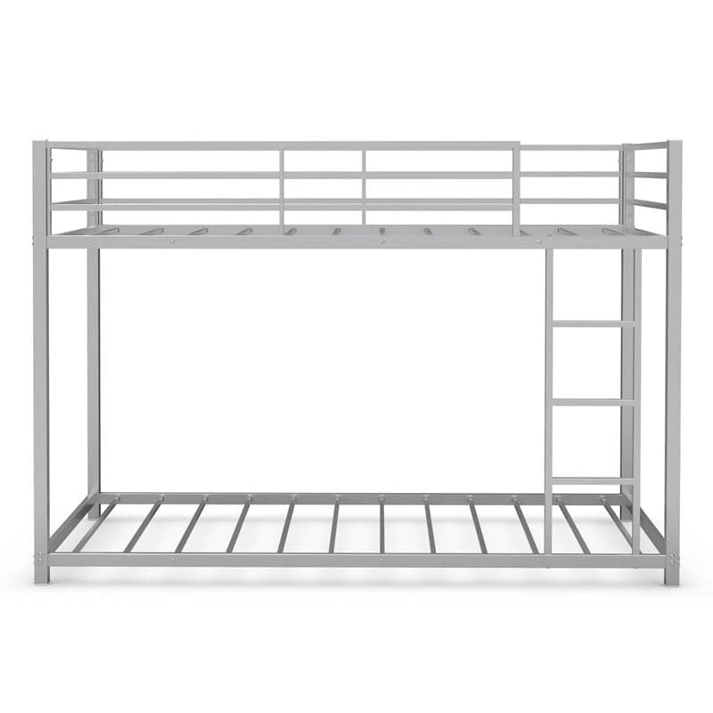 Metal Bunk Bed Twin Over Twin, Classic Bunk Bed Frame Platform with Side Ladder & Safety Guardrail