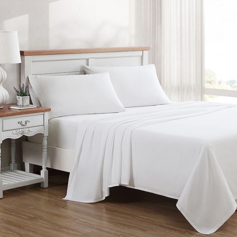 Laura Ashley Solid White Sheets 4-piece Set