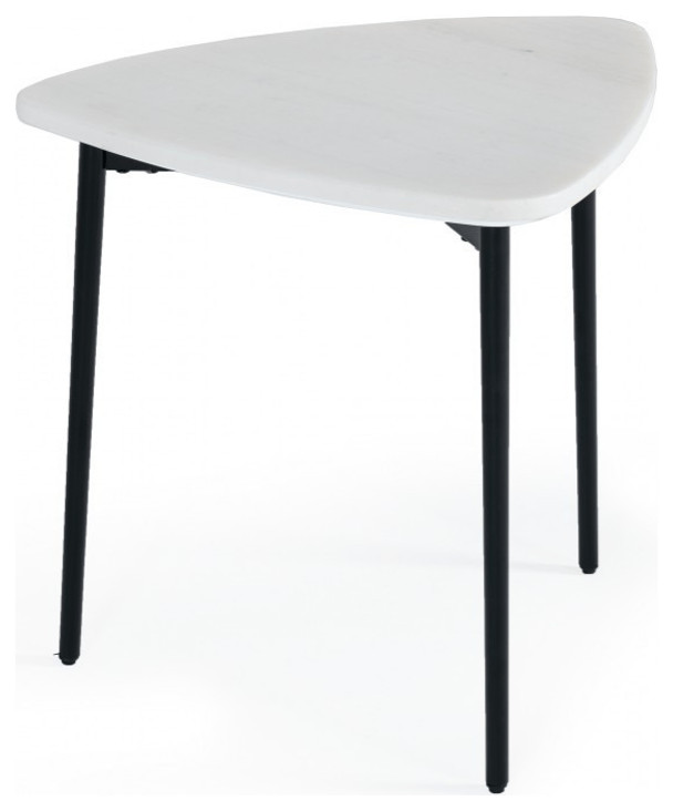 22 quotBlack And White Marble Triangle End Table   Midcentury   Side Tables And End Tables   by HomeRoots  Houzz