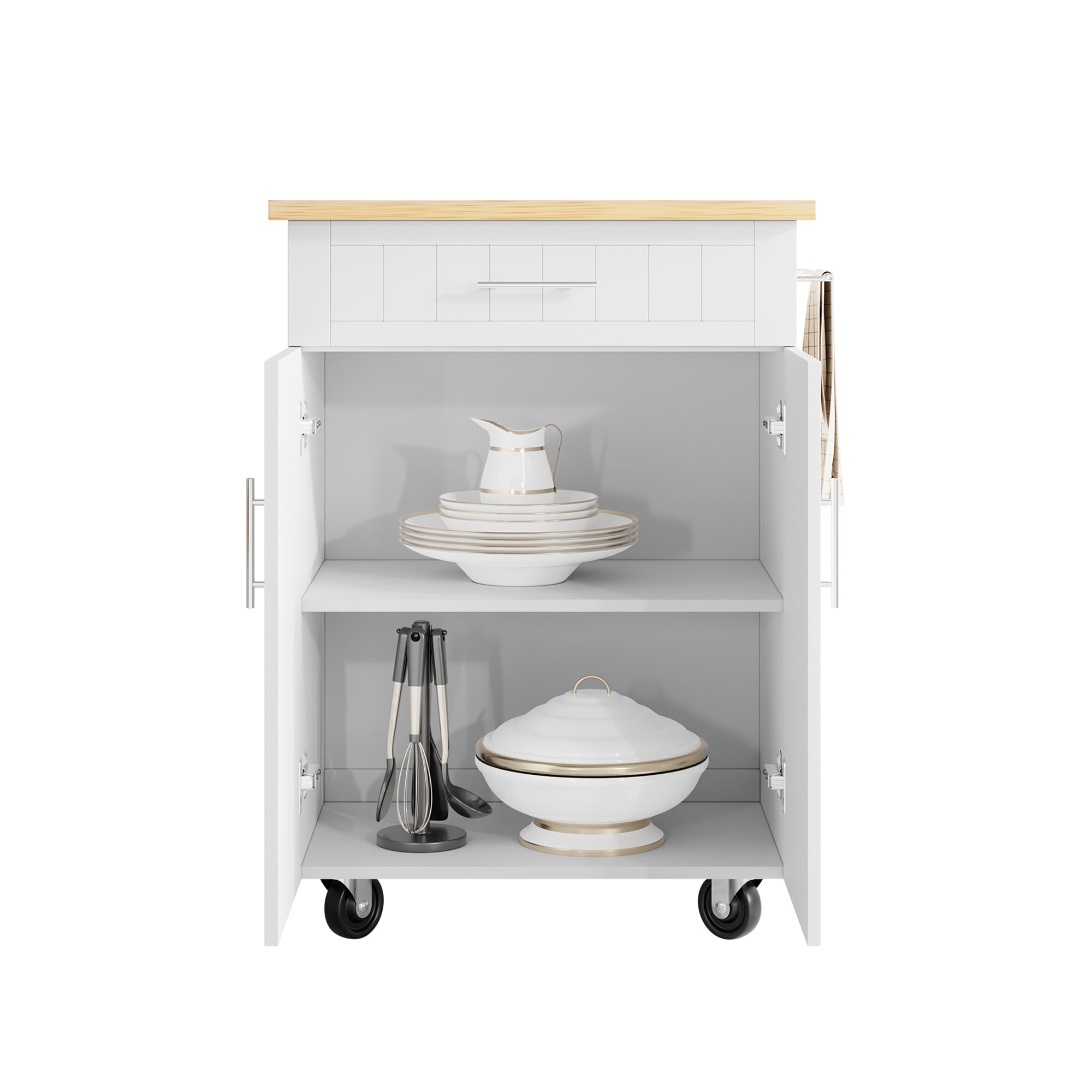 Walsunny Kitchen Island Cart with Towel Holder