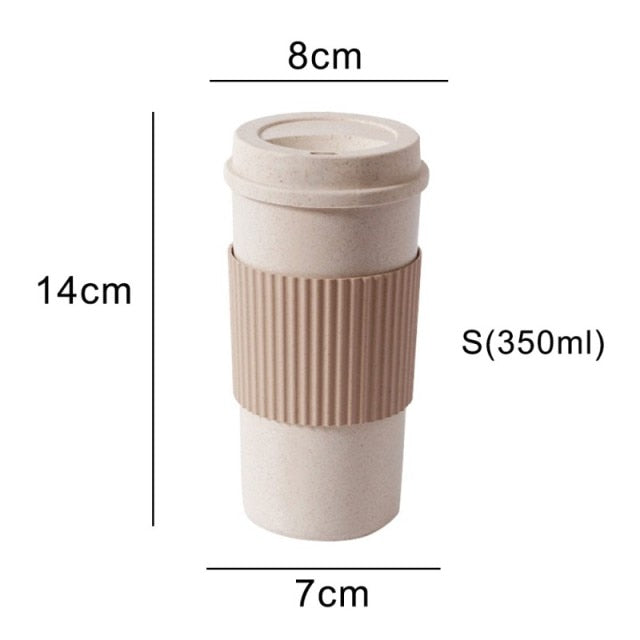 Wheat Fiber Straw Coffee Mug Double-wall Insulation Eco-friendly Coffee Cup Travel Leakproof Gift Mugs