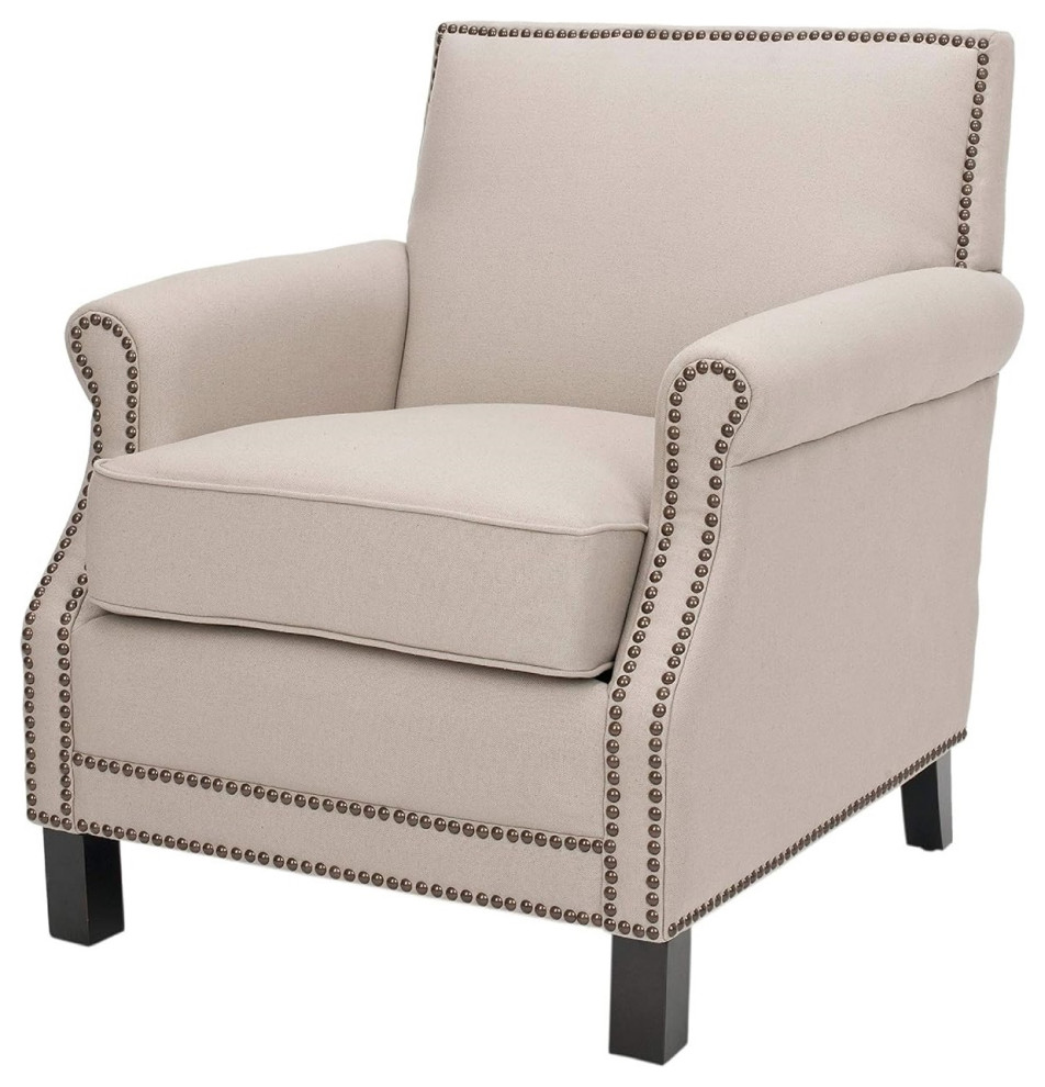 Modern Accent Chair  Cushioned Seat With Rolled Arms  ampNailhead Trim   Midcentury   Dining Chairs   by Declusia  Houzz