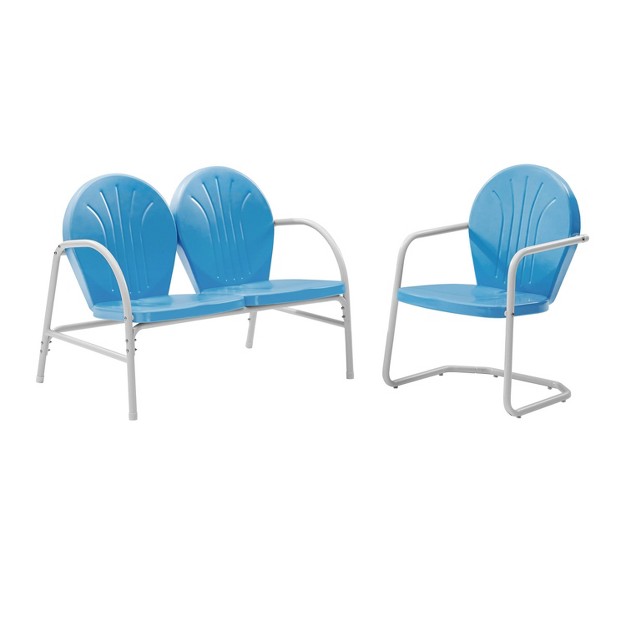 Griffith 2pc Outdoor Seating Set Blue Crosley