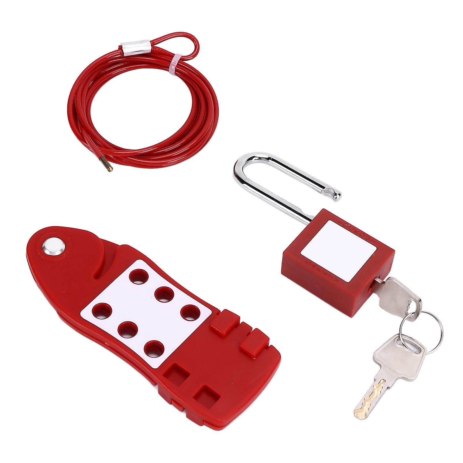 2m/6.56ft Cable Lockout Fish Shaped Hasp 38mm Padlock Set Stainless Steel For Chemical Industry Electric Power