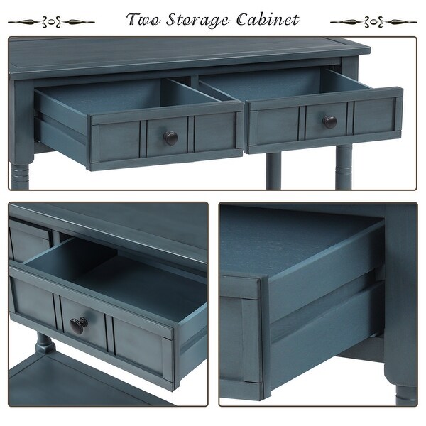 Daisy Series Console Table Traditional Design with Two Drawers and Bottom Shelf Acacia Mangium