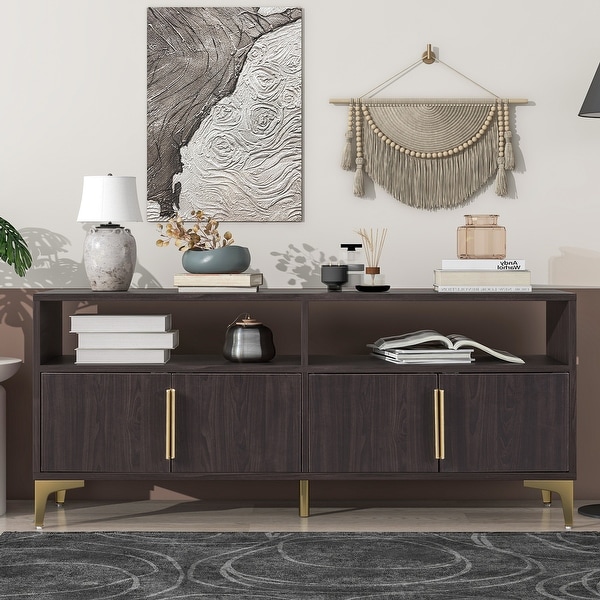 Nestfair Sideboard with Gold Metal Legs and Magnetic Suction Doors