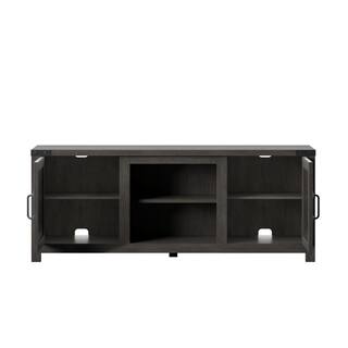 Twin Star Home 60 in. Weathered Gray TV Stand Fits TV's up to 65 in. with Planked Doors and Nail Head Details TC60-6714-PG77