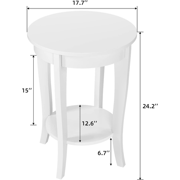 End Table Living Room Small Side Table with 2-Tier Storage Shelves，Round Bedside Tables