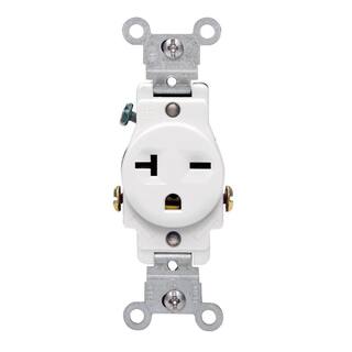 Leviton 20 Amp Commercial Grade Double-Pole Single Outlet White R52-05821-0WS