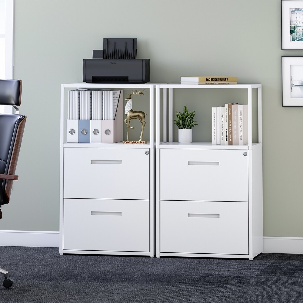 Metal Lateral File Cabinet with 2 Drawers with Shelving