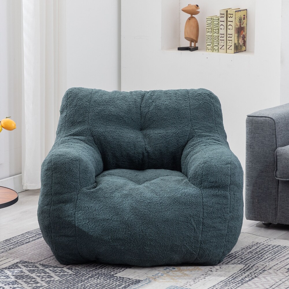 Lazy Sofa Teddy Fabric Bean Bag Chairs for Adults   Kids  Modern Accent Chair Ultra Soft