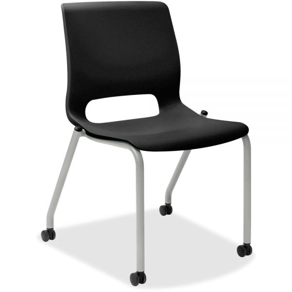 HON Motivate Four-Leg Stacking Chair with Plastic Seat， Supports 300 lb， 17.75