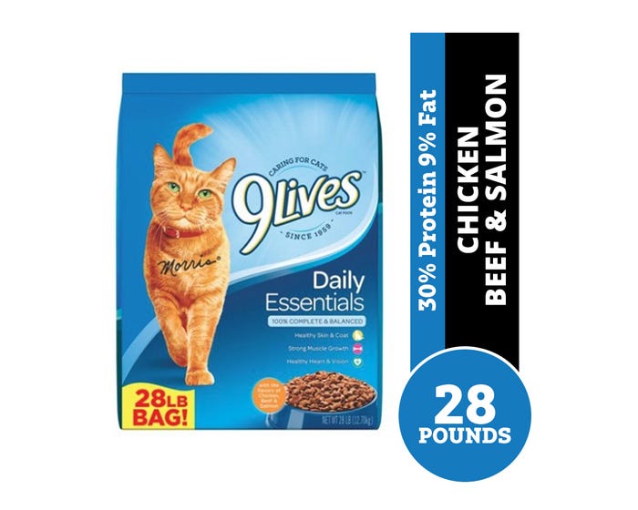 9Lives Daily Essentials Dry Cat Food， 28 lb. Bag