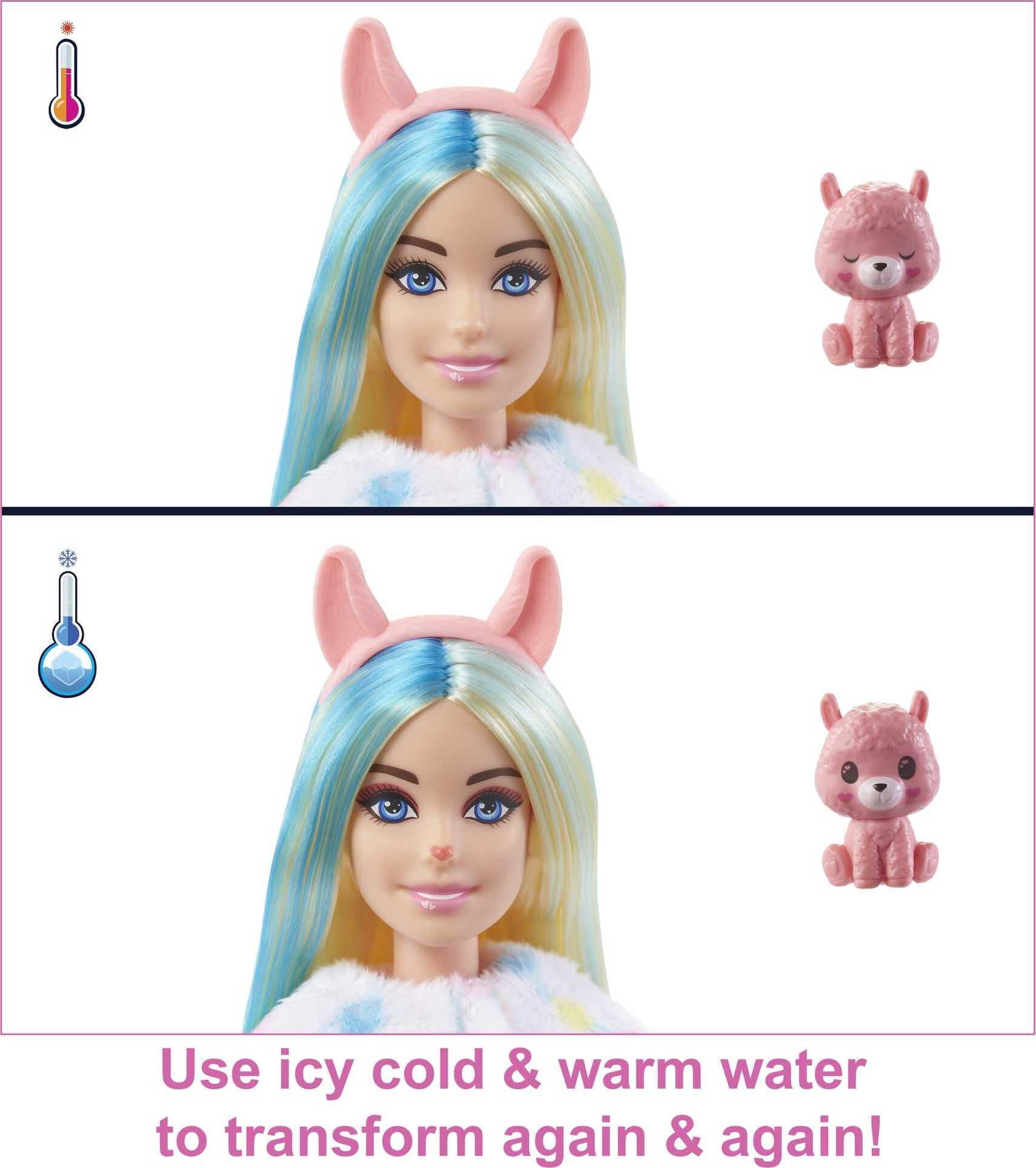 Barbie Cutie Reveal Fantasy Series Fashion Doll with Llama Plush Costume, Mini Pet and Accessories