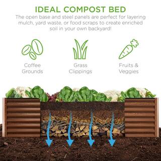 Best Choice Products 8 ft. x 4 ft. x 2 ft. Brown Outdoor Steel Raised Garden Bed Planter Box for Vegetables Flowers Herbs SKY6617