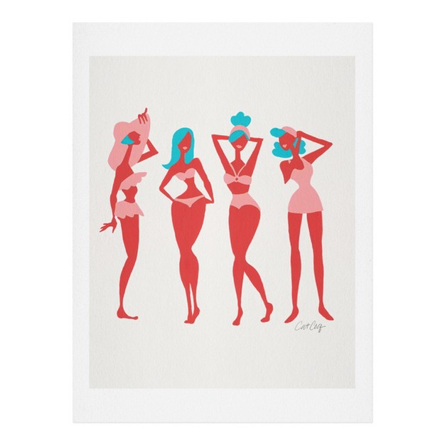 Cat Coquillette Retro Beach Bombshells Wall Art Print Pink Society6