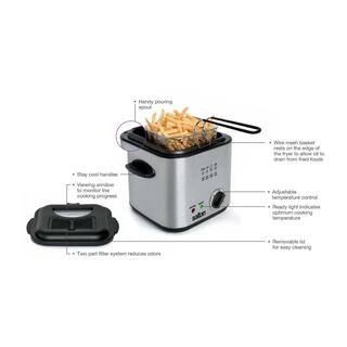 Salton 1 qt. Stainless Steel Compact Easy Clean Deep Fryer with Adjustable Temperature Control DF1539