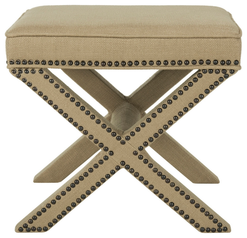 Arnold Ottoman Brass Nail Heads Antique Gold   Modern   Footstools And Ottomans   by Virgil Stanis Design  Houzz