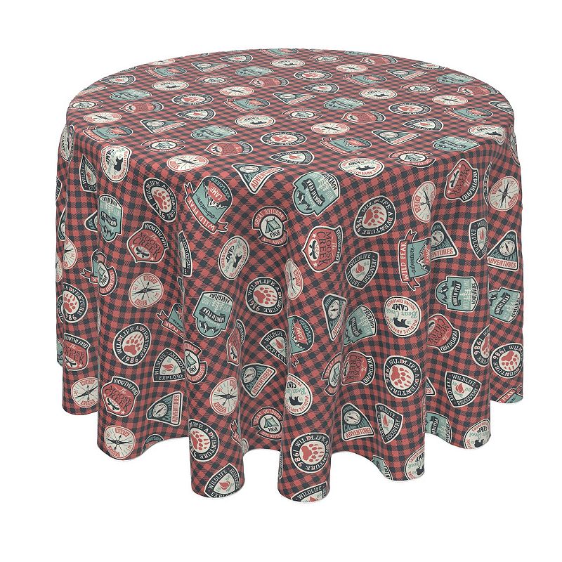 Round Tablecloth， 100% Polyester， 70 Round， Mountain Explorer Plaid