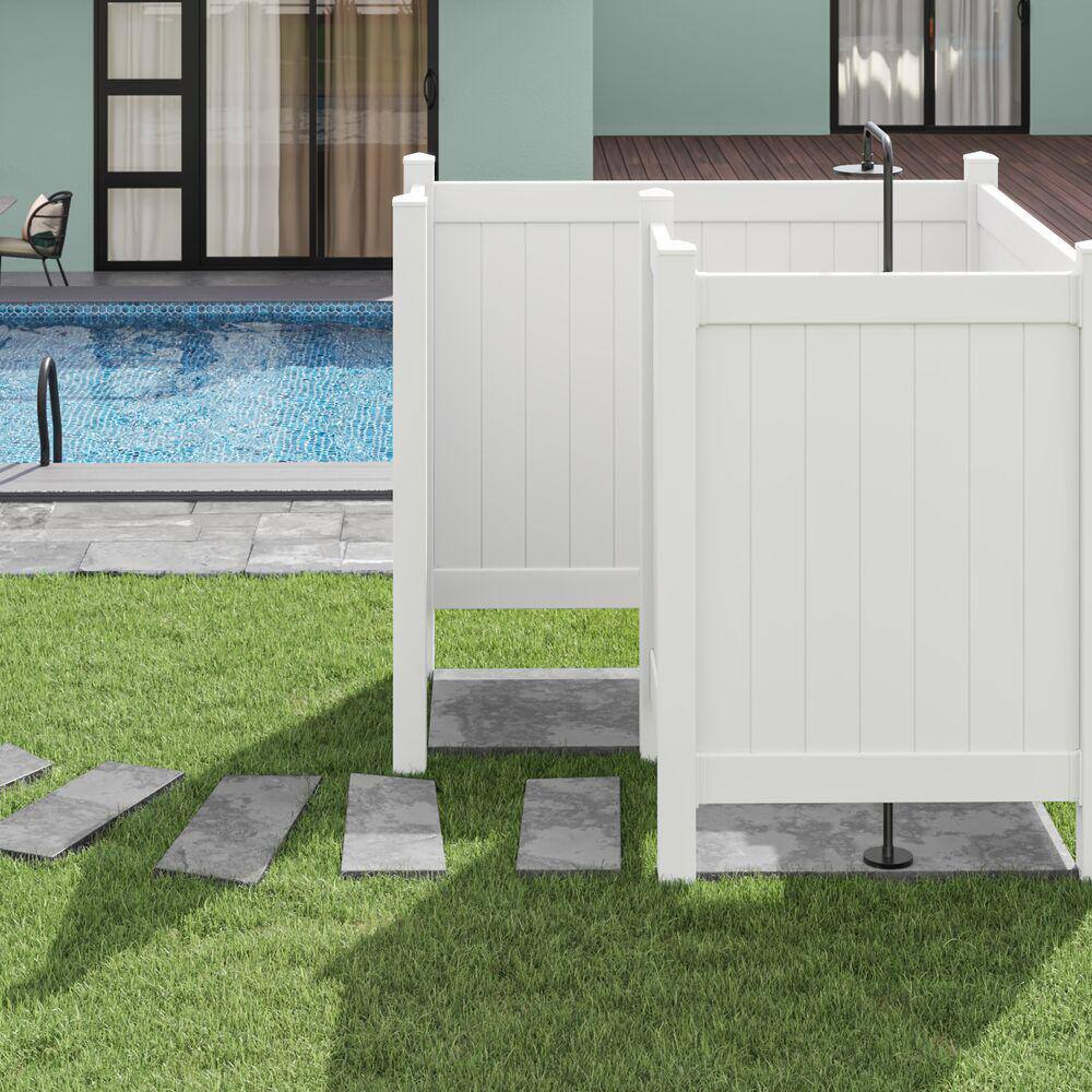 Barrette Outdoor Living 6.4 ft. x 6.4 ft. White Vinyl Fence Panel Outdoor Changing Room 73055224