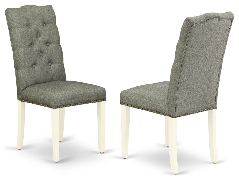 Set of 2 Elsa Parson Chair With Linen White Finished Leg  Gray Fabric   Transitional   Dining Chairs   by Timeout PRO  Houzz