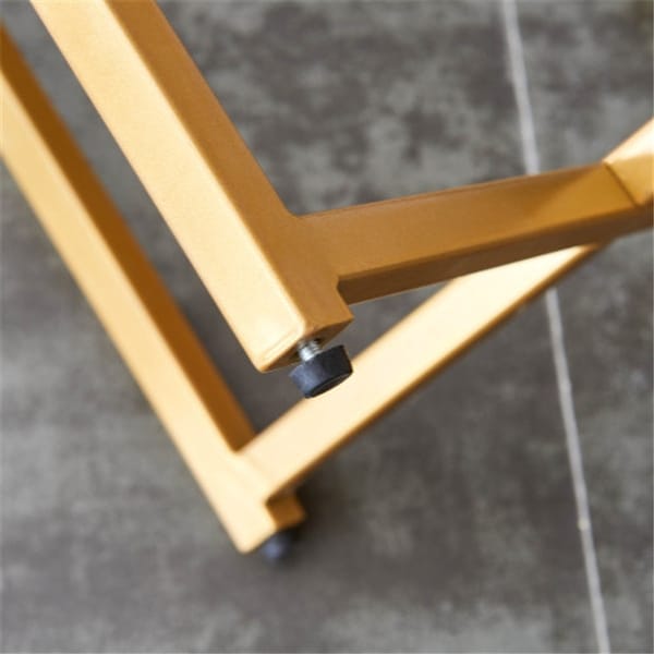 MDF Side Table with Golden Frame X-Shaped Base