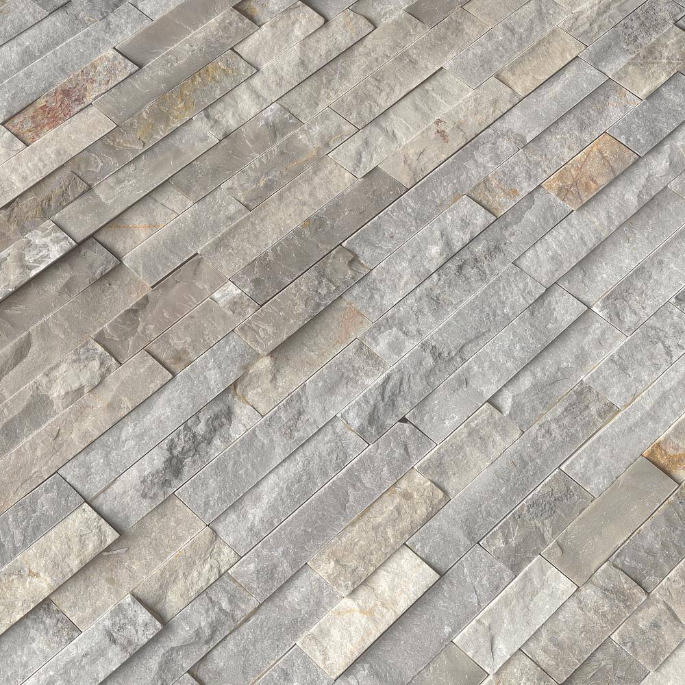 MSI Sunset Silver Ledger Panel 6 in. x 24 in. Textured Quartz Wall Tile (6 sq. ft.Case) LPNLQSUNSIL624C