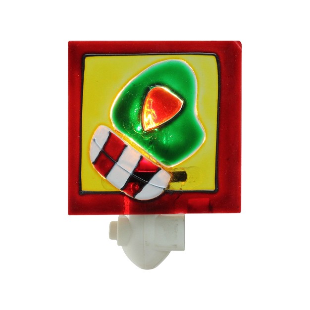 Christmas Traditions Striped Holiday Mitten Night Light Red green