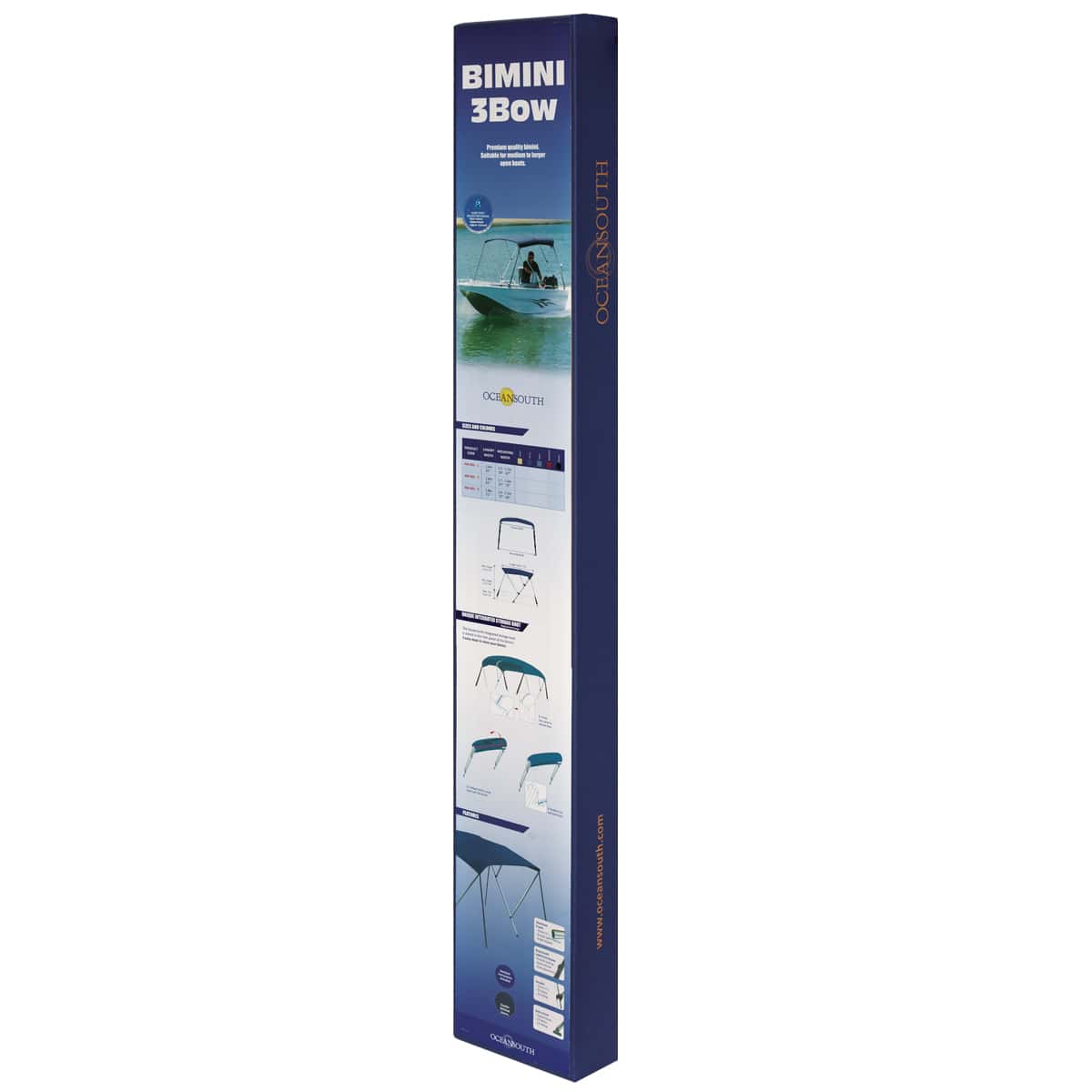 Oceansouth 3 Bow Bimini Top Length 6ft - (Mounting Width: 61