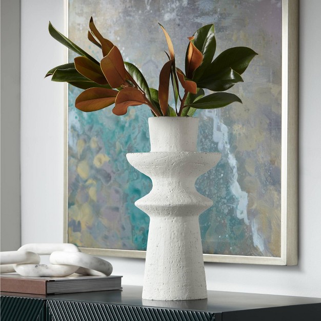 High White Ceramic Tiered top Decorative Vase