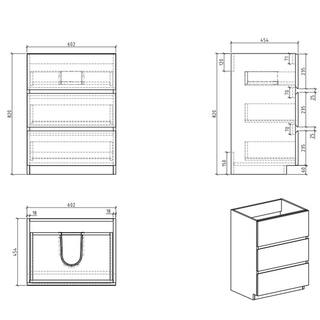 JimsMaison 24 in. W x 18 in. D x 37 in. H Freestanding Bath Vanity in Grey with Black Solid Surface Top Alice-F24GRB