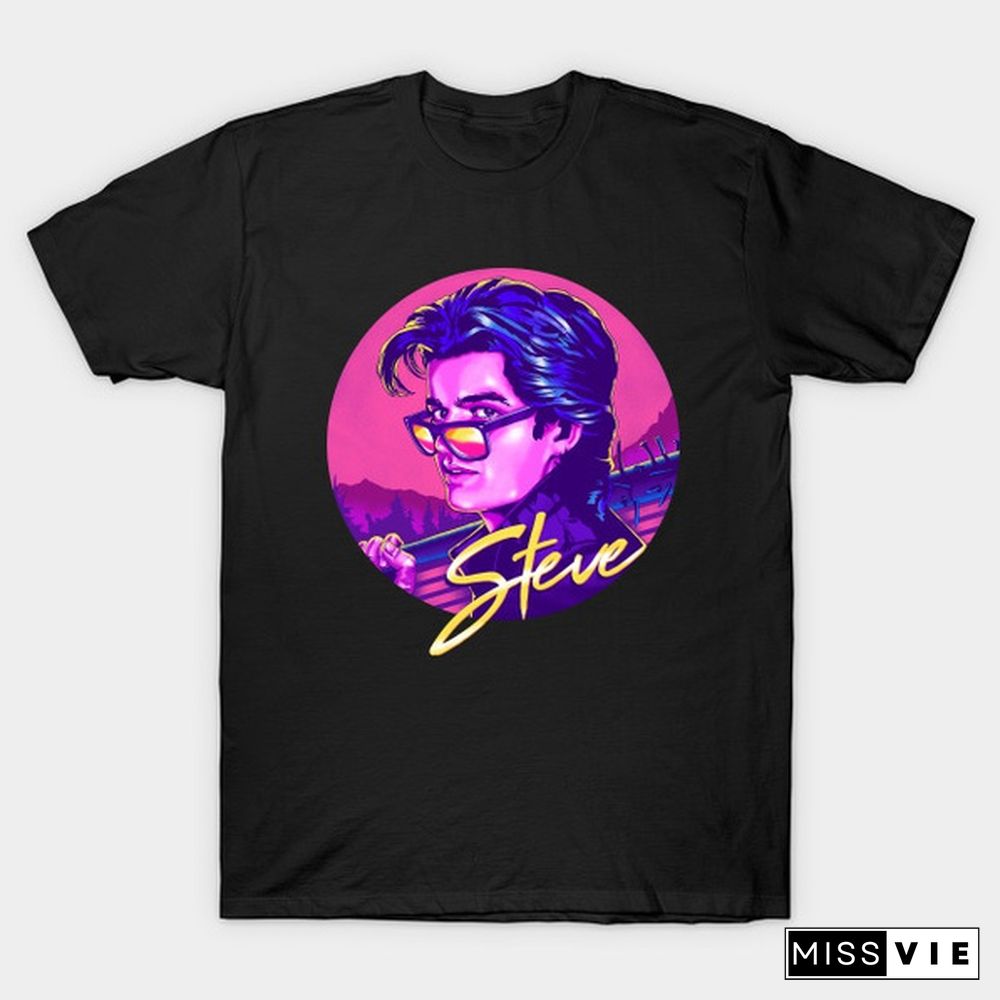 Stranger Things 2 Steve Harrington Unisex T-Shirt Netflix Fandom Graphic Tee Casual Black Shirt Tops Cool