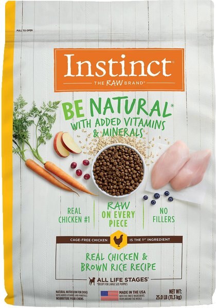 Instinct Be Natural Real Chicken and Brown Rice Recipe Freeze-Dried Raw Coated Dry Dog Food