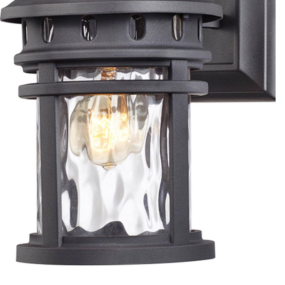 Home Decorators Collection Alestino 1-Light Black Outdoor Wall Light Fixture with Clear Water Glass C2368