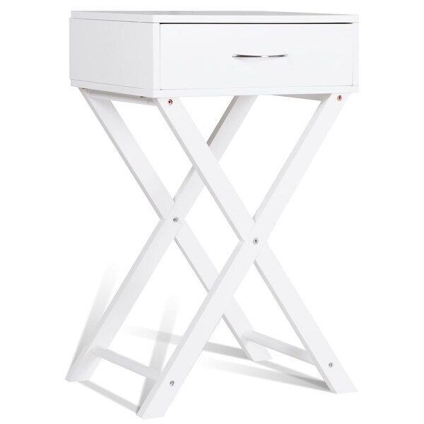 Costway 2 PCS Nightstand X-Shape Drawer Accent side End Table Modern