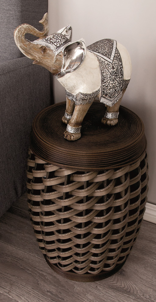 Eclectic Brown Rattan Accent Table 56083   Tropical   Side Tables And End Tables   by Brimfield  ampMay  Houzz