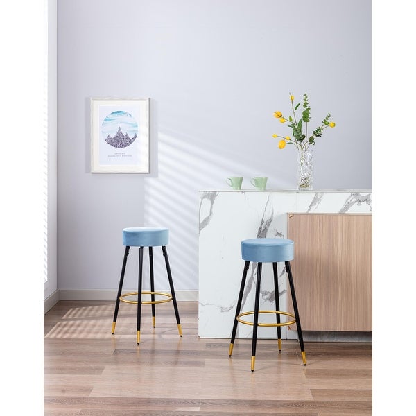 30.11 in. Set of 2 Metal Frame Bar Stool with Velvet Seat