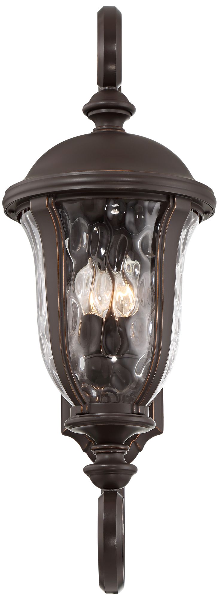 John Timberland Rustic Farmhouse Outdoor Wall Light Fixture Bronze 27 1/4" Clear Hammered Glass Shade for Exterior Barn Deck House Porch Yard Patio