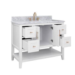 Home Decorators Collection Sturgess Open Shelf 43 in. W x 22. D x 35. H Vanity in White with White Marble Vanity Top 19111S-VS43C-WT