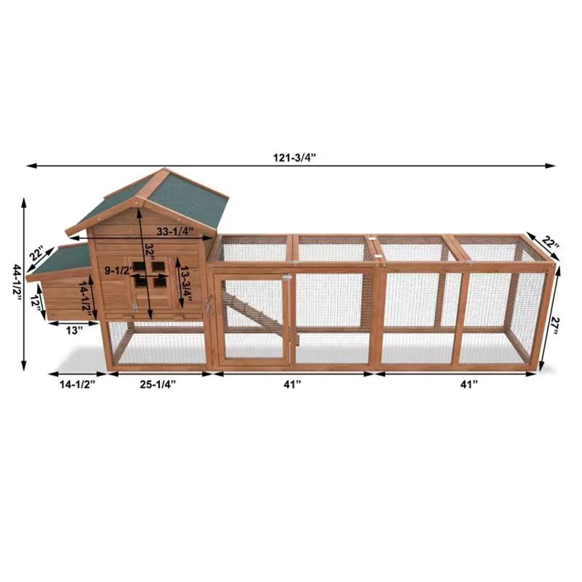 120'' Chicken Coop for 2-6 Chickens Outdoor Wooden Rabbit Hutch Hen Poultry Pet House with Chicken Run Cage， Egg Box and Waterproof Roof Garden Backyard