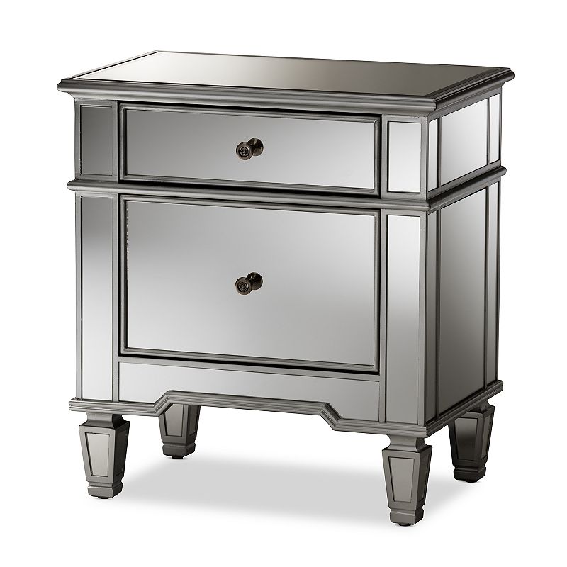 Baxton Studio Sussie Mirrored Nightstand