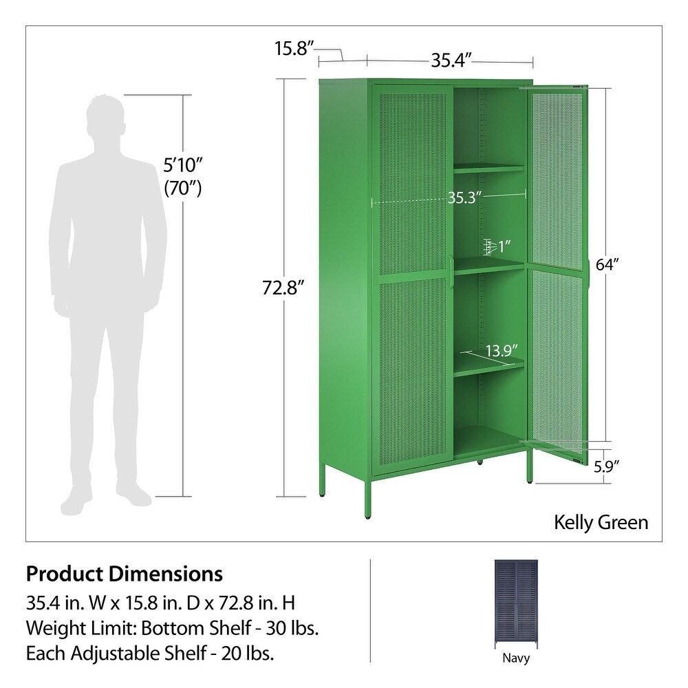 The Novogratz Channing Tall 2 Door Storage Cabinet Mesh Metal Locker